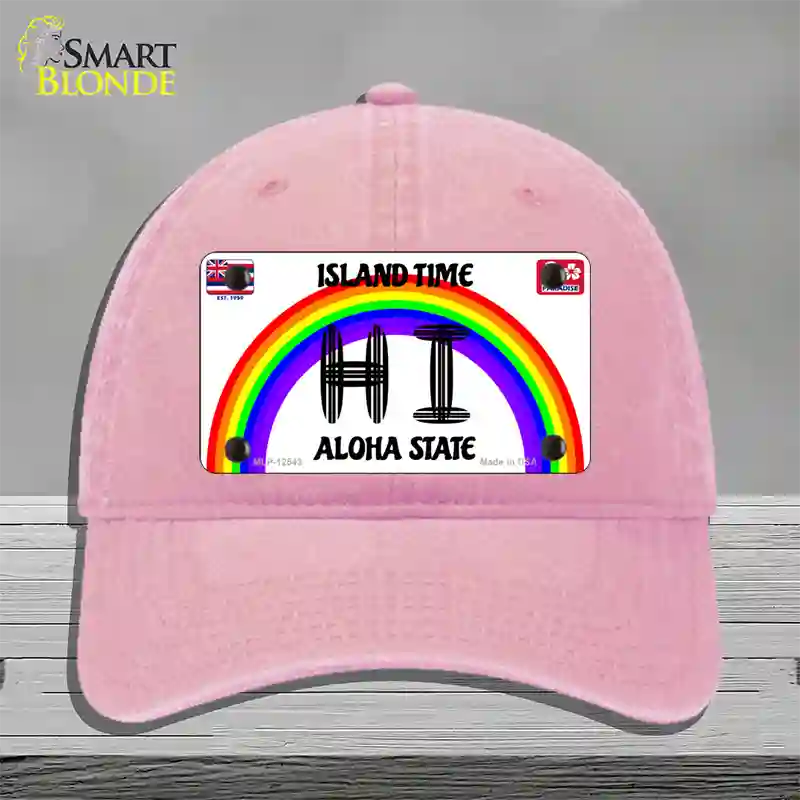 Hawaii Surfboard Novelty License Plate Hat Unconstructed Cotton / Pink