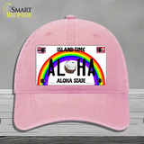 Aloha Coconut Hawaii Novelty License Plate Hat Unconstructed Cotton / Pink