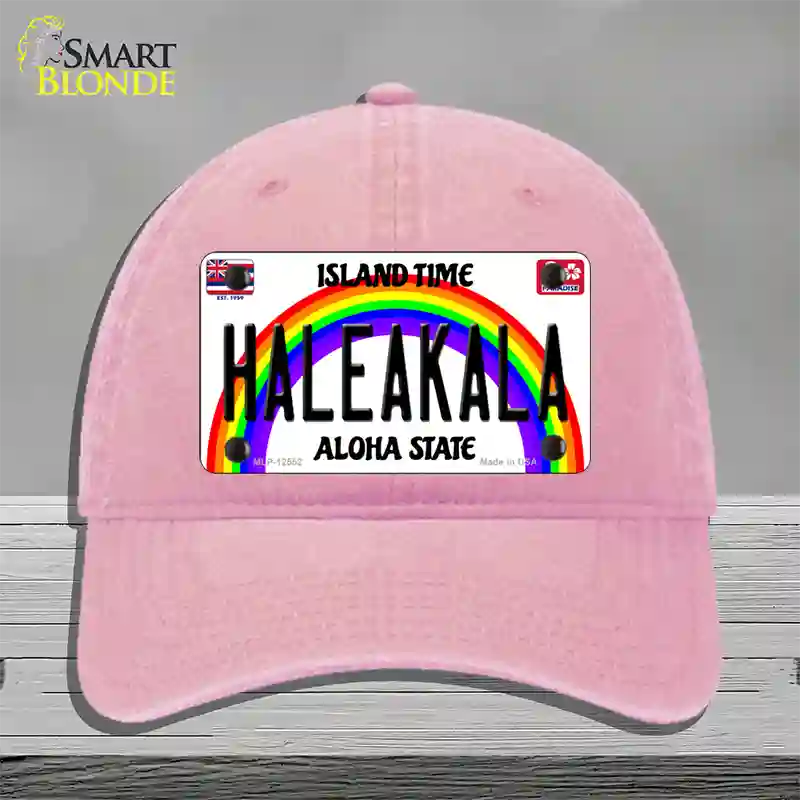 Haleakala Hawaii Novelty License Plate Hat Unconstructed Cotton / Pink