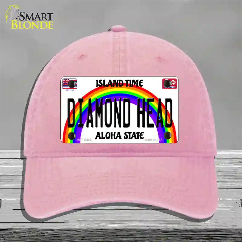 Diamond Head Hawaii Novelty License Plate Hat Unconstructed Cotton / Pink