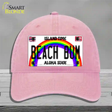 Beach Bum Hawaii Novelty License Plate Hat Unconstructed Cotton / Pink