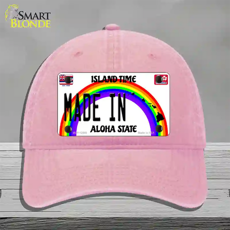 Made In Hawaii Silhouette Novelty License Plate Hat Unconstructed Cotton / Pink