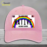 Native Hawaii Novelty License Plate Hat Unconstructed Cotton / Pink