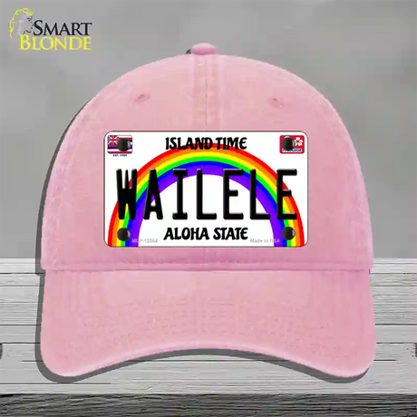 Wailele Hawaii Novelty License Plate Hat Unconstructed Cotton / Pink