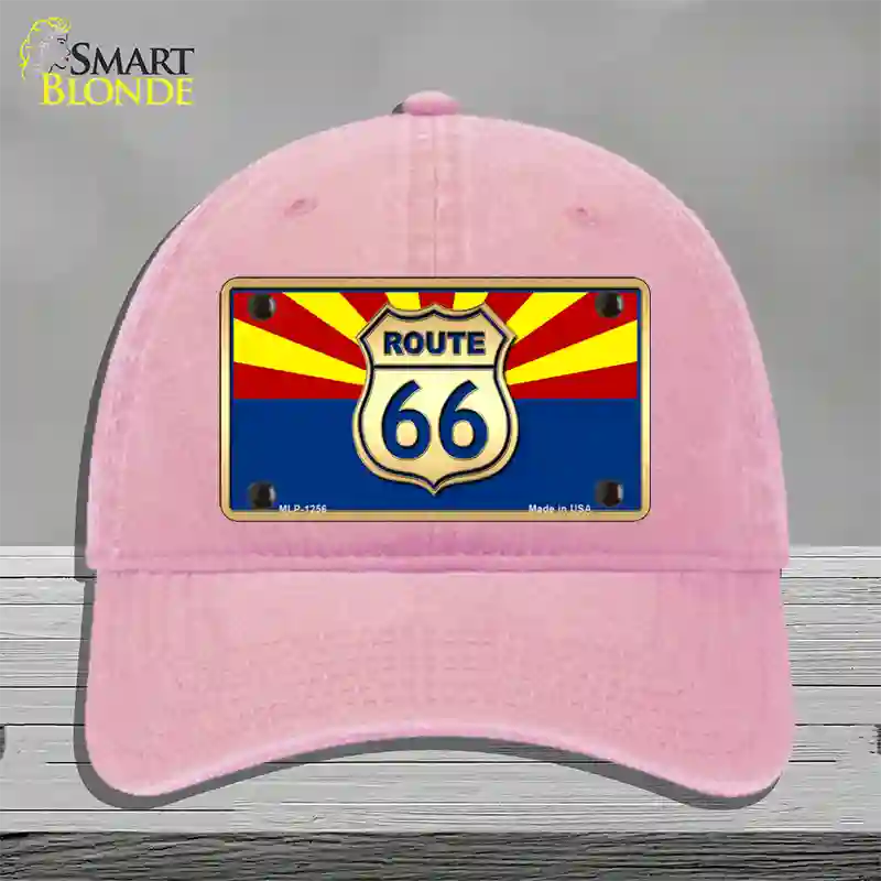 Route 66 Arizona State Flag Novelty License Plate Hat Unconstructed Cotton / Pink