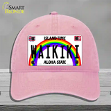 Waikiki Hawaii Novelty License Plate Hat Unconstructed Cotton / Pink