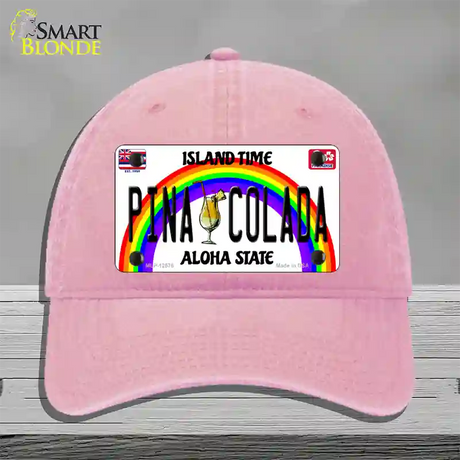 Pina Colada Hawaii Novelty License Plate Hat Unconstructed Cotton / Pink