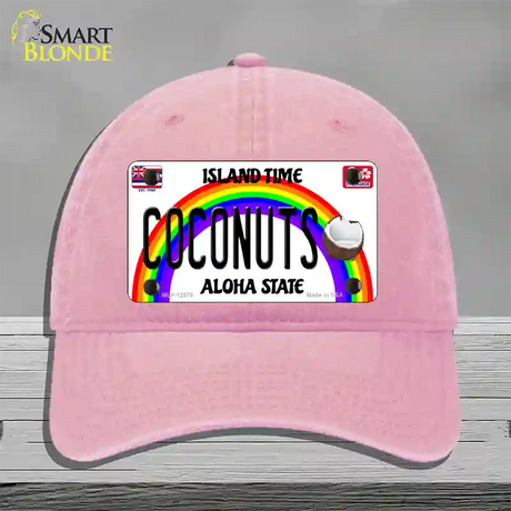 Coconuts Hawaii Novelty License Plate Hat Unconstructed Cotton / Pink