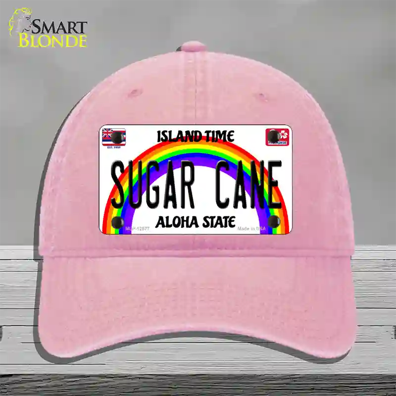 Sugar Cane Hawaii Novelty License Plate Hat Unconstructed Cotton / Pink