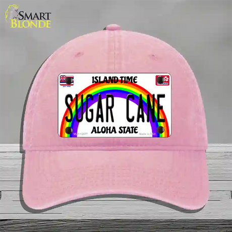 Sugar Cane Hawaii Novelty License Plate Hat Unconstructed Cotton / Pink