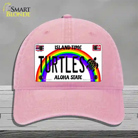 Turtles Hawaii Novelty License Plate Hat Unconstructed Cotton / Pink