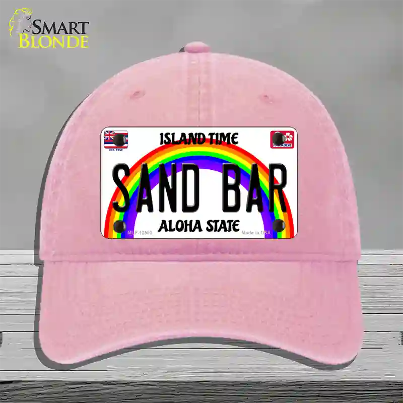 Sand Bar Hawaii Novelty License Plate Hat Unconstructed Cotton / Pink