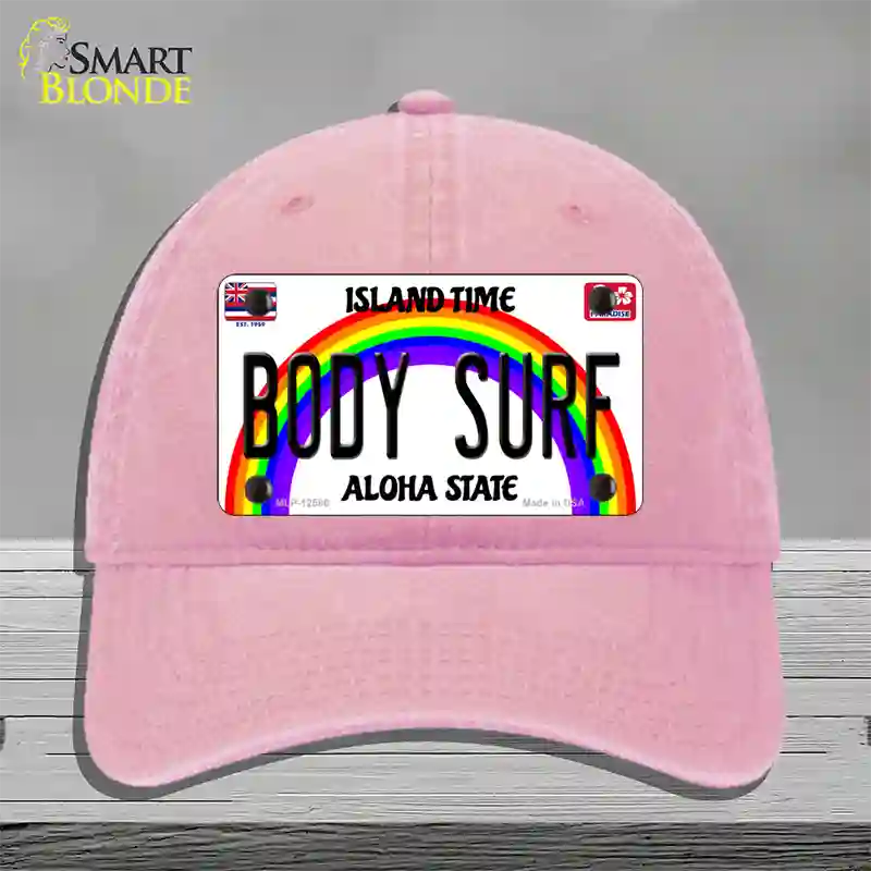 Body Surf Hawaii Novelty License Plate Hat Unconstructed Cotton / Pink