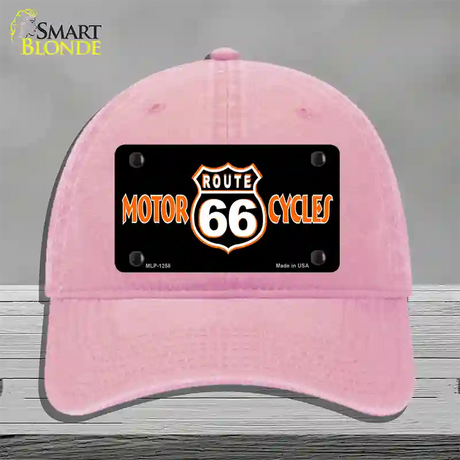 Route 66 Motorcycles Novelty License Plate Hat Unconstructed Cotton / Pink