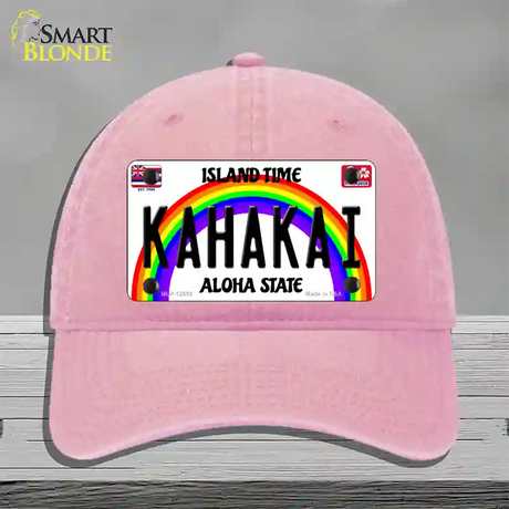 Kahakai Hawaii Novelty License Plate Hat Unconstructed Cotton / Pink