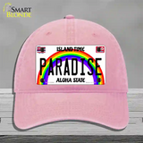 Paradise Hawaii Novelty License Plate Hat Unconstructed Cotton / Pink