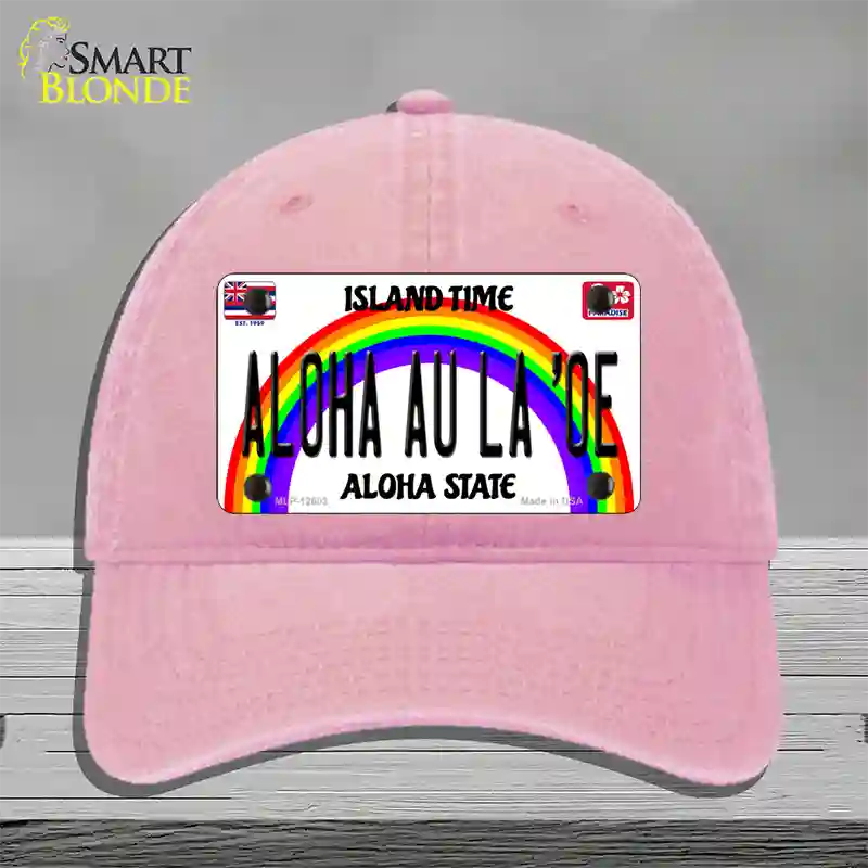 Aloha Au La Oe Hawaii Novelty License Plate Hat Unconstructed Cotton / Pink