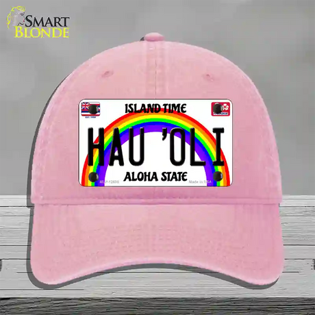 Hau Oli Hawaii Novelty License Plate Hat Unconstructed Cotton / Pink