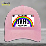 Oahu Hawaii Novelty License Plate Hat Unconstructed Cotton / Pink