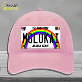 Molokai Hawaii Novelty License Plate Hat Unconstructed Cotton / Pink