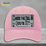 Where The Hell Is Route 66 Novelty License Plate Hat Unconstructed Cotton / Pink