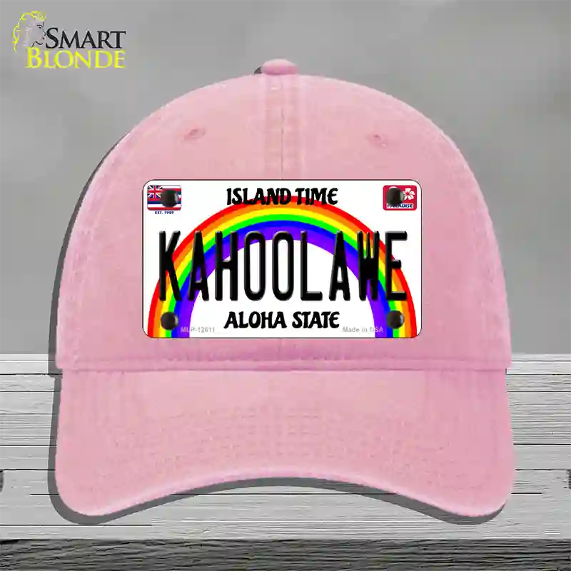 Kahoolawe Hawaii Novelty License Plate Hat Unconstructed Cotton / Pink