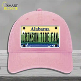 Crimson Tide Fan Novelty License Plate Hat Unconstructed Cotton / Pink