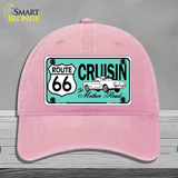 Route 66 Retro Cruisin Novelty License Plate Hat Unconstructed Cotton / Pink