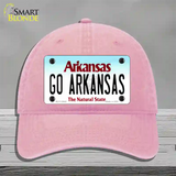 Go Arkansas Novelty License Plate Hat Unconstructed Cotton / Pink