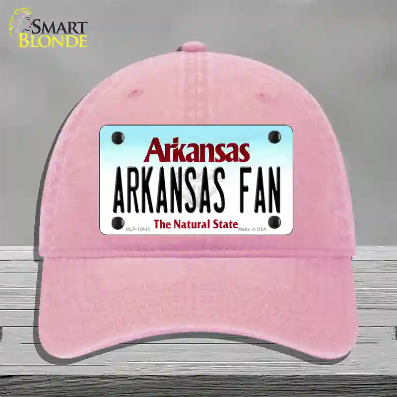 Arkansas Fan Novelty License Plate Hat Unconstructed Cotton / Pink