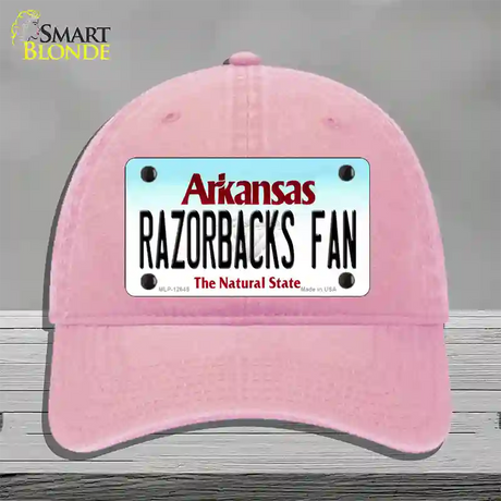 Razorbacks Fan Novelty License Plate Hat Unconstructed Cotton / Pink