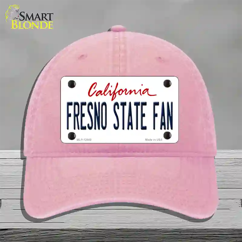 Fresno State Fan Novelty License Plate Hat Unconstructed Cotton / Pink