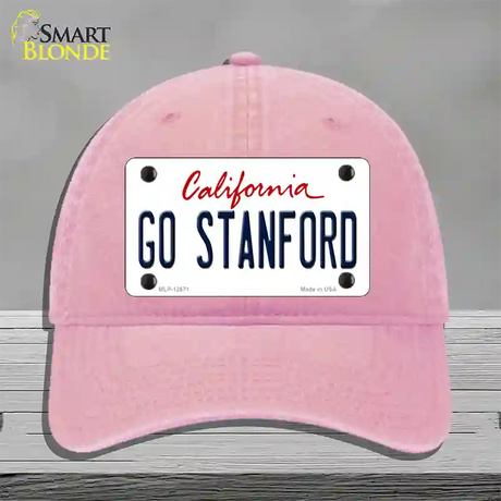 Go Stanford Novelty License Plate Hat Unconstructed Cotton / Pink