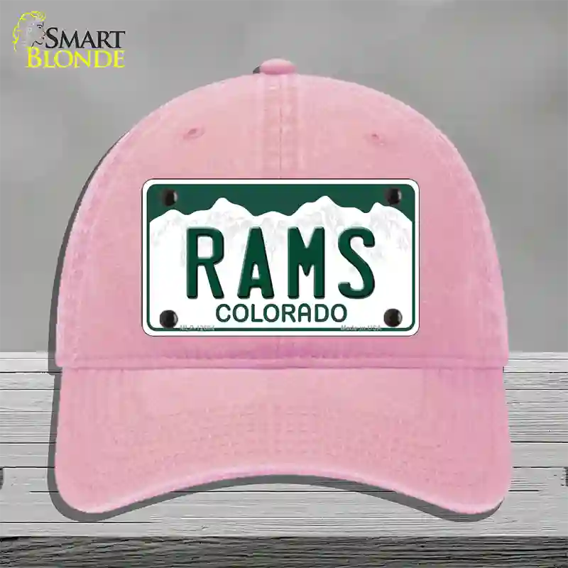 Rams Novelty License Plate Hat Unconstructed Cotton / Pink