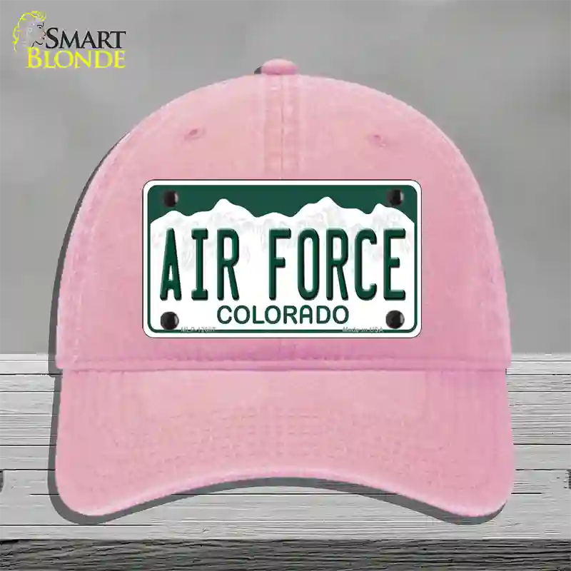 Air Force Novelty License Plate Hat Unconstructed Cotton / Pink