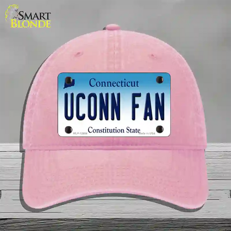 UConn Fan Novelty License Plate Hat Unconstructed Cotton / Pink