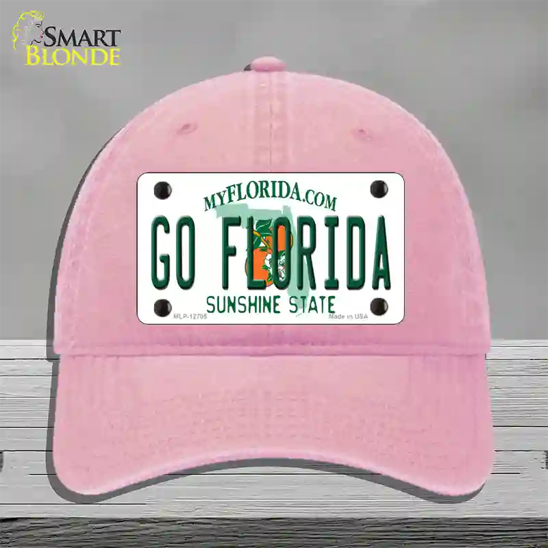 Go Florida Novelty License Plate Hat Unconstructed Cotton / Pink