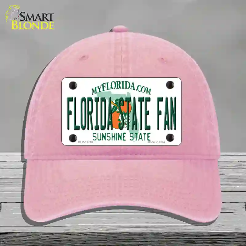 Florida State Fan Novelty License Plate Hat Unconstructed Cotton / Pink