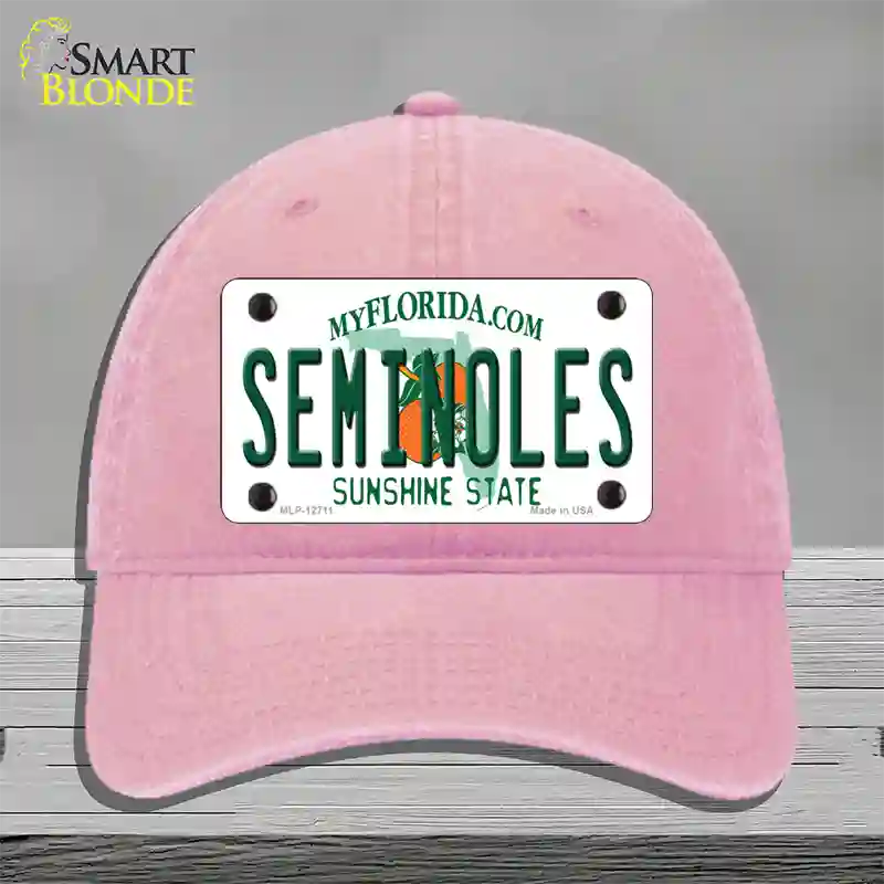 Seminoles Novelty License Plate Hat Unconstructed Cotton / Pink