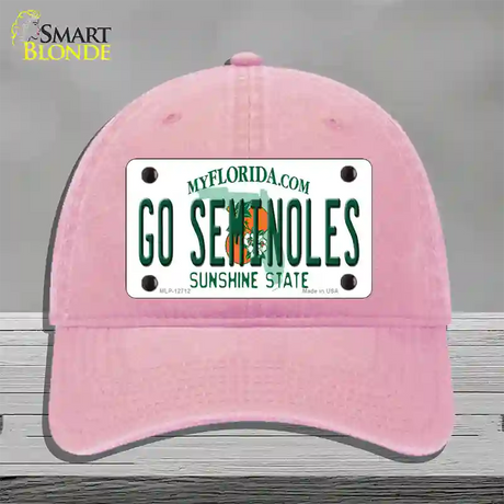 Go Seminoles Novelty License Plate Hat Unconstructed Cotton / Pink