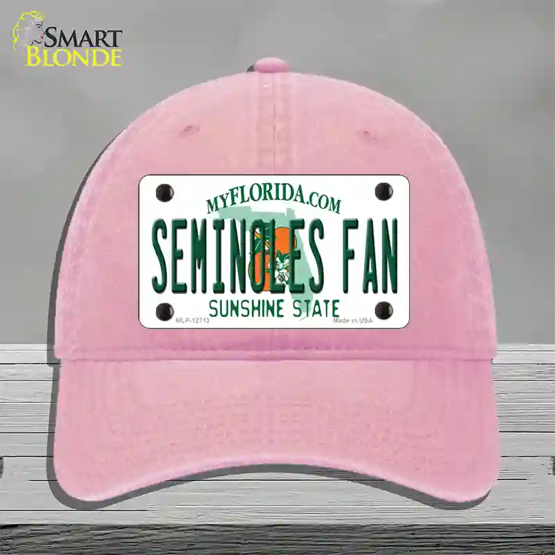 Seminoles Fan Novelty License Plate Hat Unconstructed Cotton / Pink