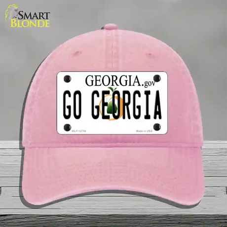 Go Georgia Novelty License Plate Hat Unconstructed Cotton / Pink