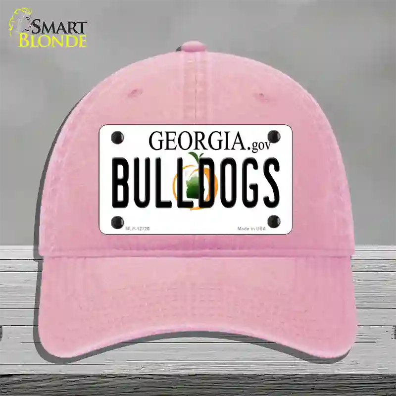 Bulldogs Georgia Peach Novelty License Plate Hat Unconstructed Cotton / Pink