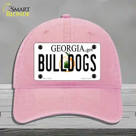 Bulldogs Georgia Peach Novelty License Plate Hat Unconstructed Cotton / Pink