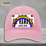 Go Hawaii Novelty License Plate Hat Unconstructed Cotton / Pink