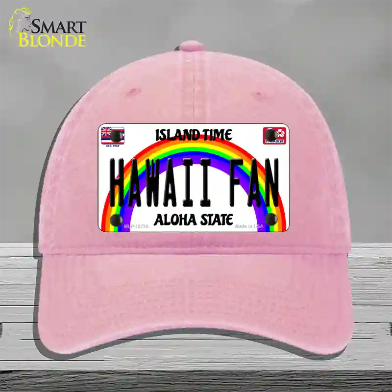 Hawaii Fan Novelty License Plate Hat Unconstructed Cotton / Pink