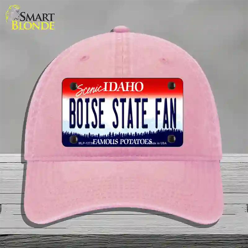 Boise State Fan Novelty License Plate Hat Unconstructed Cotton / Pink