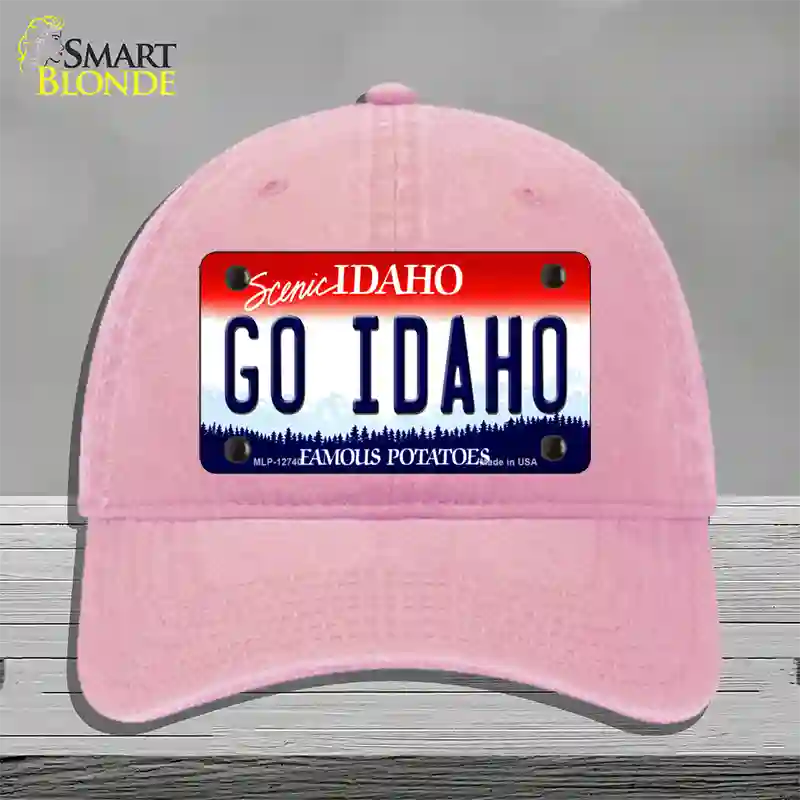 Go Idaho Novelty License Plate Hat Unconstructed Cotton / Pink