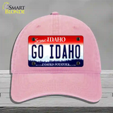 Go Idaho Novelty License Plate Hat Unconstructed Cotton / Pink