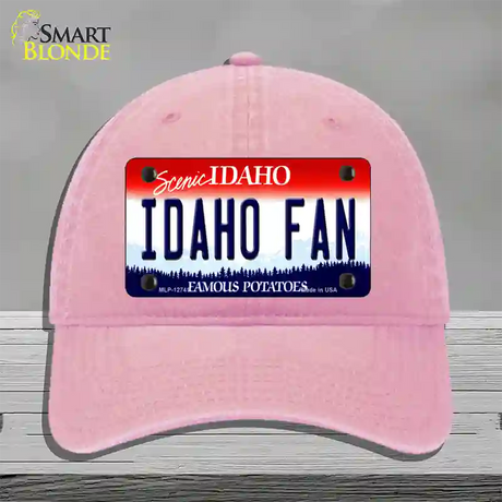 Idaho Fan Novelty License Plate Hat Unconstructed Cotton / Pink